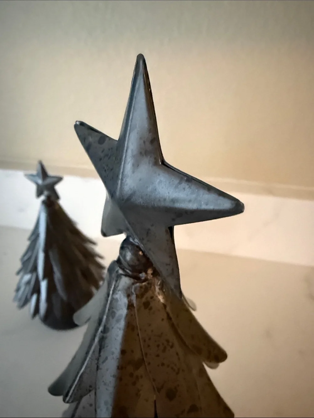 Pottery Barn Galvanized Metal Christmas Trees with Stars Set of 3